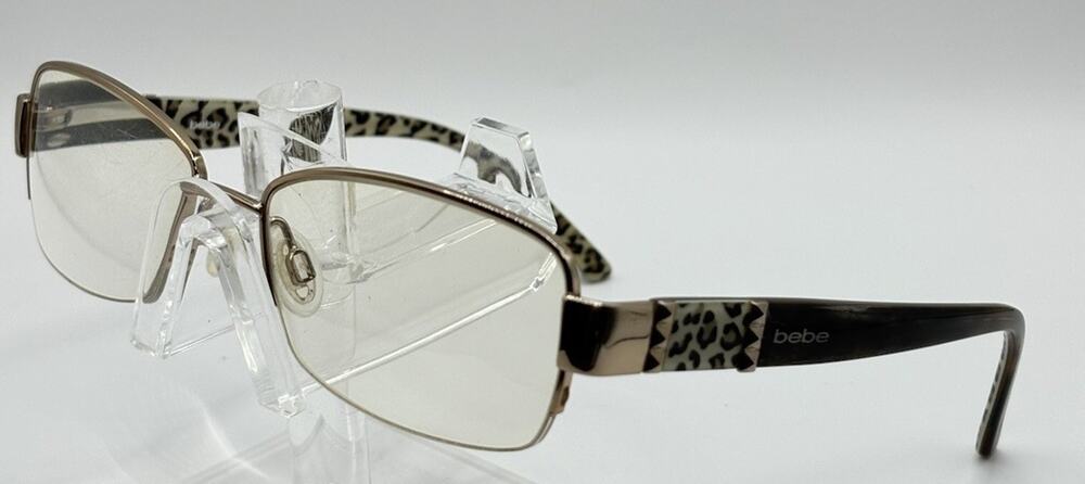 Bebe Rectangular Sunglasses Rose Gold Leopard Brown Women 52mm